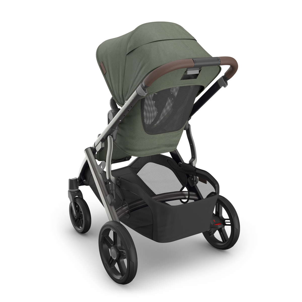 UPPAbaby Vista V3 Stroller Evelyn Meadow Green Graphite Frame Chestnut Leather