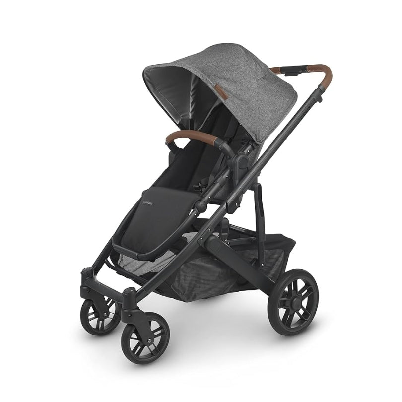 UPPAbaby Cruz V2 Stroller Greyson Charcoal Mélange Carbon Frame Saddle Leather