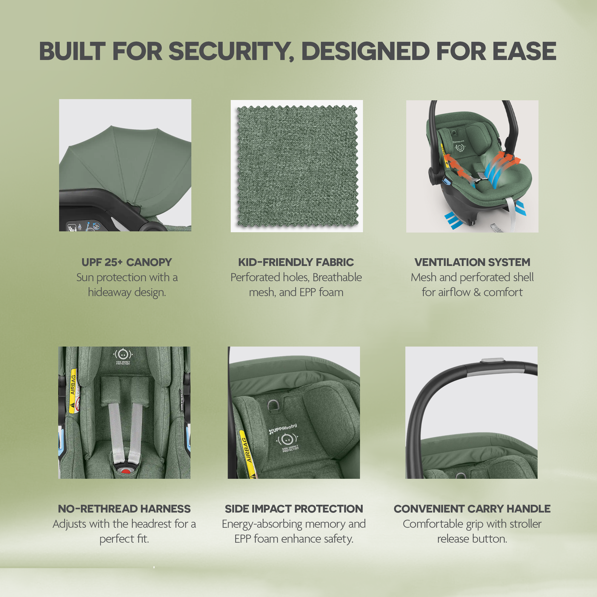 UPPAbaby Mesa I Size Infant Car Seat Emmett/Gwen Green Mélange