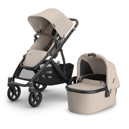 UPPAbaby Vista V3 Stroller Ada Sandstone Mélange Carbon Frame Chestnut Leather