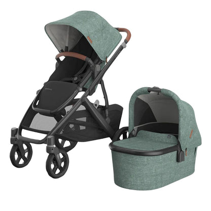 UPPAbaby Vista V3 Stroller Gwen Green Mélange Carbon Frame Saddle Leather