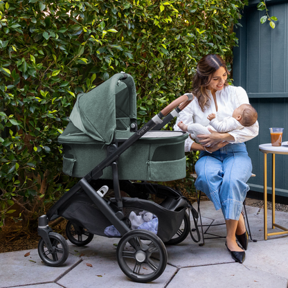 UPPAbaby Vista V3 Stroller Ada Sandstone Mélange Carbon Frame Chestnut Leather