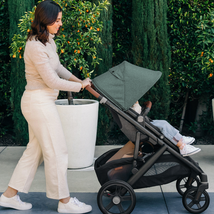 UPPAbaby Vista V3 Stroller Ada Sandstone Mélange Carbon Frame Chestnut Leather