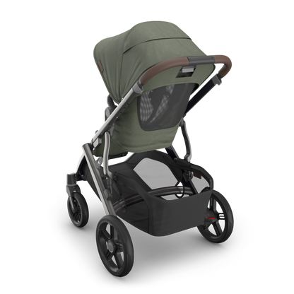 UPPAbaby Vista V3 Stroller Evelyn Meadow Green Graphite Frame Chestnut Leather