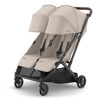 UPPAbaby Minu Duo Stroller Ada Sandstone Mélange Carbon Frame Chestnut Leather