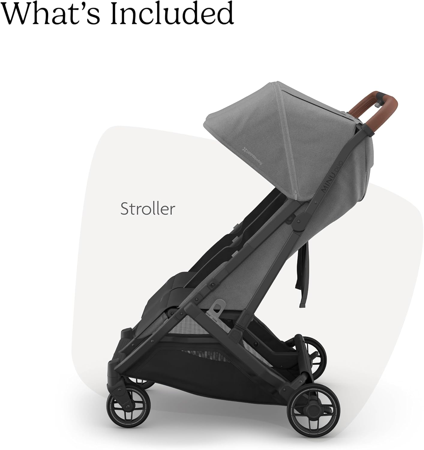 UPPAbaby Minu Duo Stroller Greyson Charcoal Mélange Carbon Frame Saddle Leather