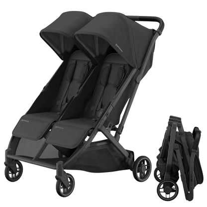 UPPAbaby Minu Duo Stroller Jake Charcoal Carbon Frame Black Leather