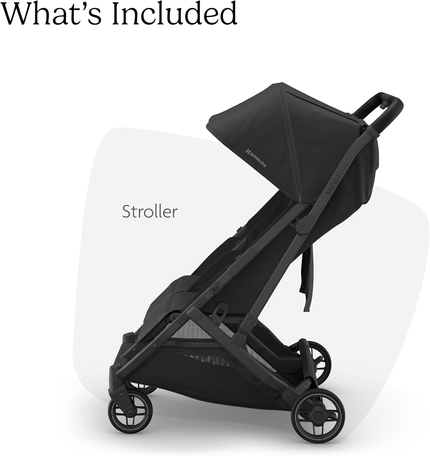 UPPAbaby Minu Duo Stroller Jake Charcoal Carbon Frame Black Leather