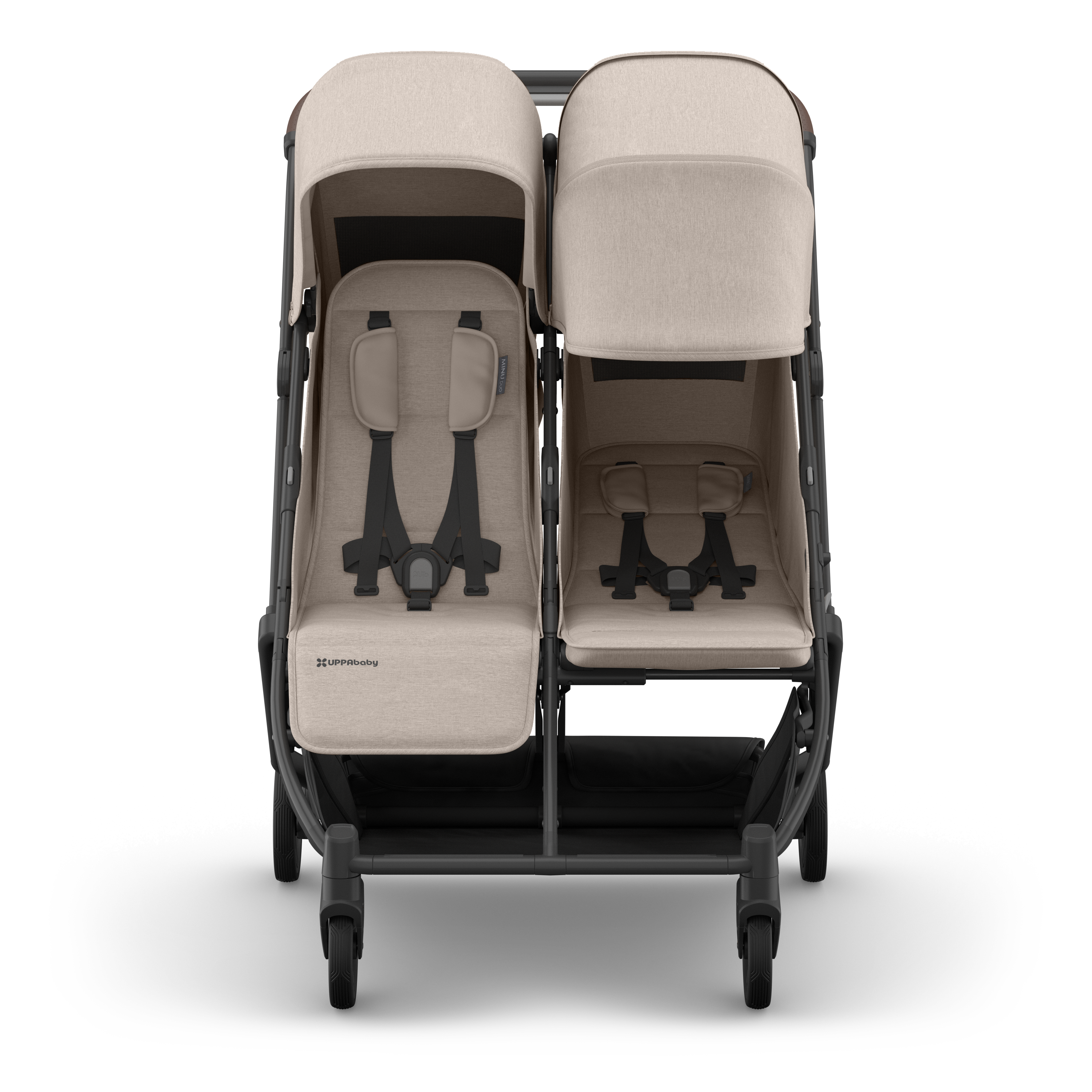 UPPAbaby Minu Duo Stroller Ada Sandstone Mélange Carbon Frame Chestnut Leather