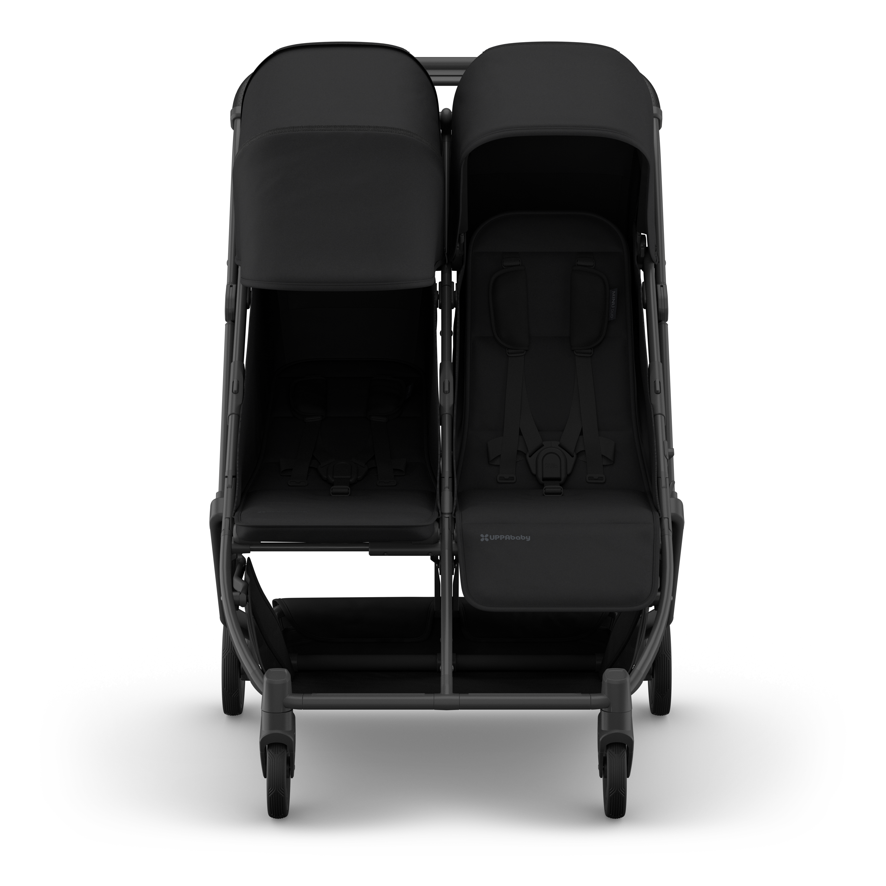 UPPAbaby Minu Duo Stroller James Charcoal Carbon Frame Black Leather