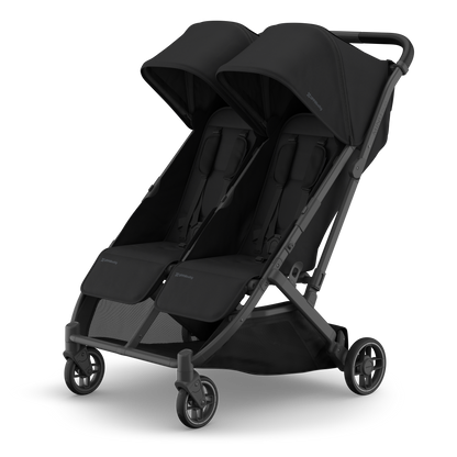 UPPAbaby Minu Duo Stroller James Charcoal Carbon Frame Black Leather