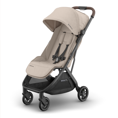 UPPAbaby Minu V3 Stroller Ada Sandstone Mélange Carbon Frame Chestnut Leather