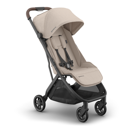 UPPAbaby Minu V3 Stroller Ada Sandstone Mélange Carbon Frame Chestnut Leather