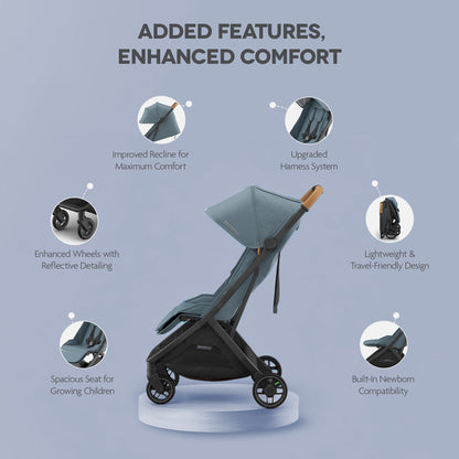 UPPAbaby Minu V3 Stroller Ada Sandstone Mélange Carbon Frame Chestnut Leather
