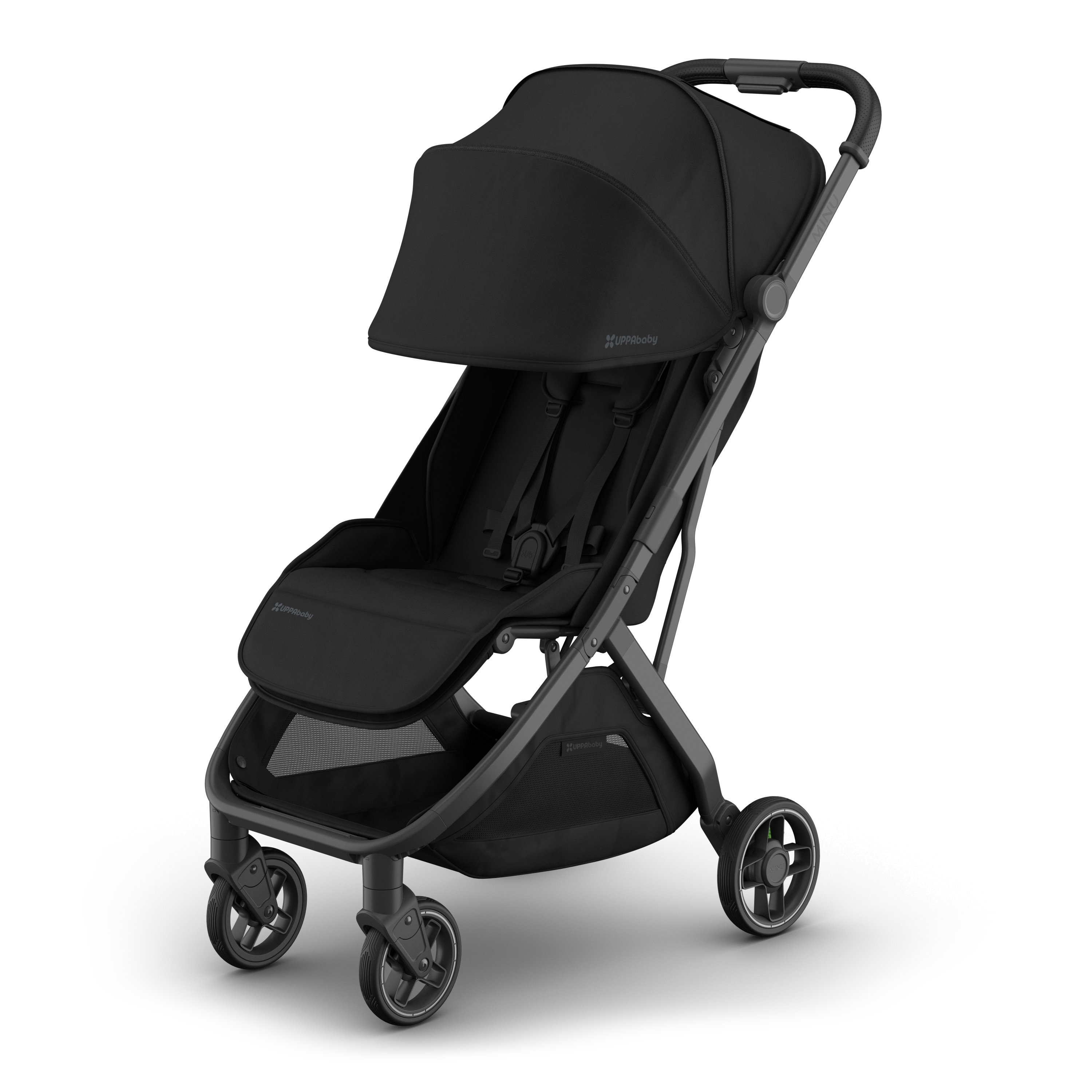 UPPAbaby Minu V3 Stroller James Charcoal Carbon Frame Black Leather