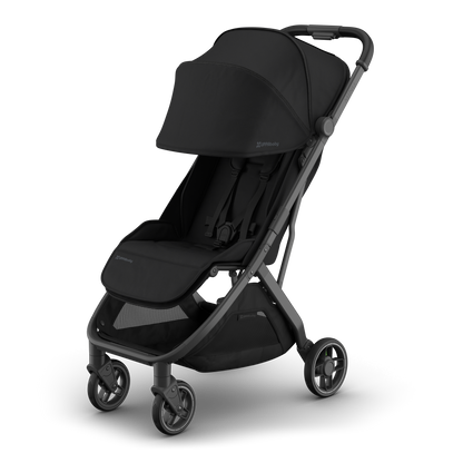 UPPAbaby Minu V3 Stroller James Charcoal Carbon Frame Black Leather