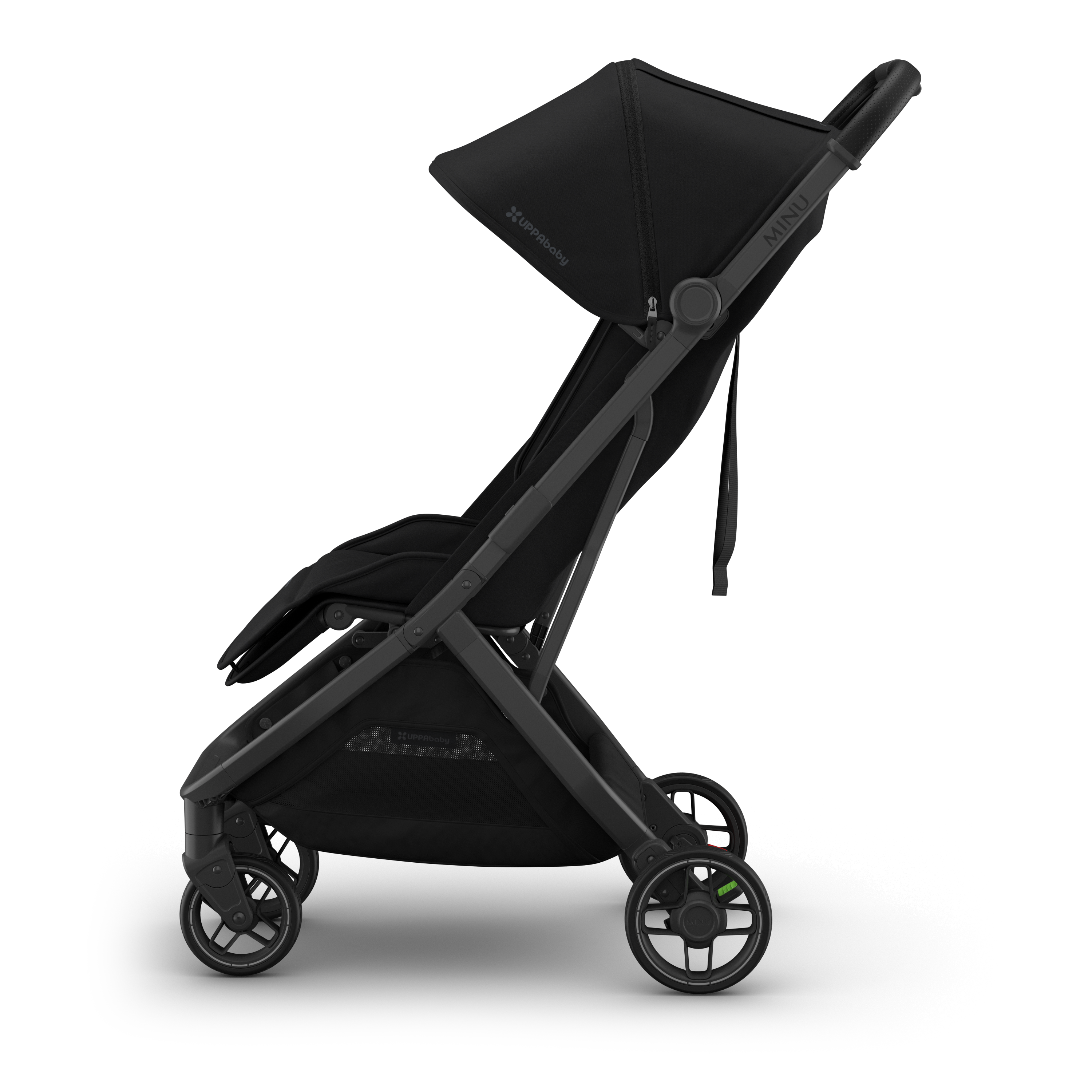 UPPAbaby Minu V3 Stroller James Charcoal Carbon Frame Black Leather