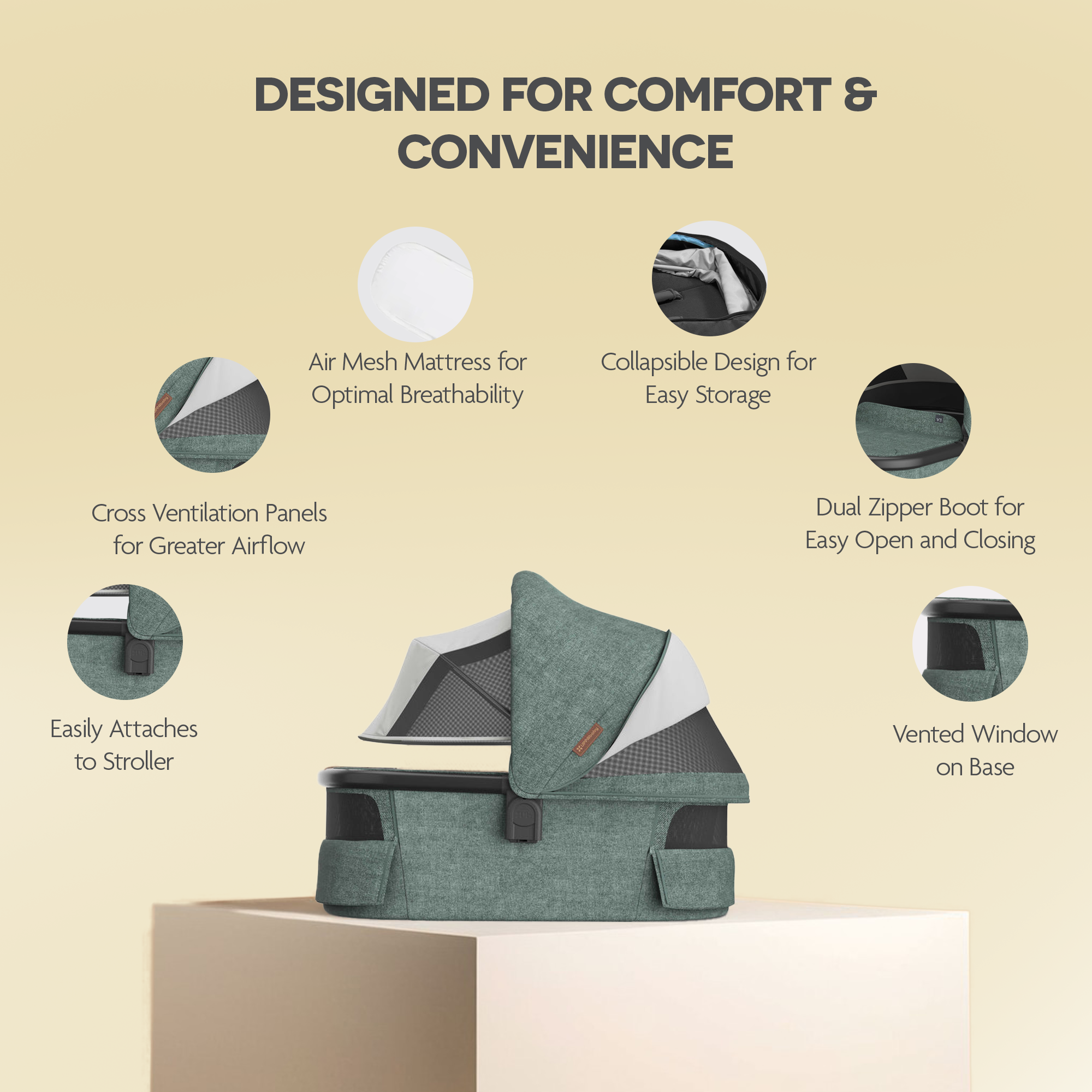 UPPAbaby Bassinet V3 Gwen Green Mélange