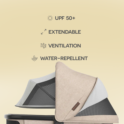 UPPAbaby Bassinet V3 Liam Oat Mélange Carbon Frame