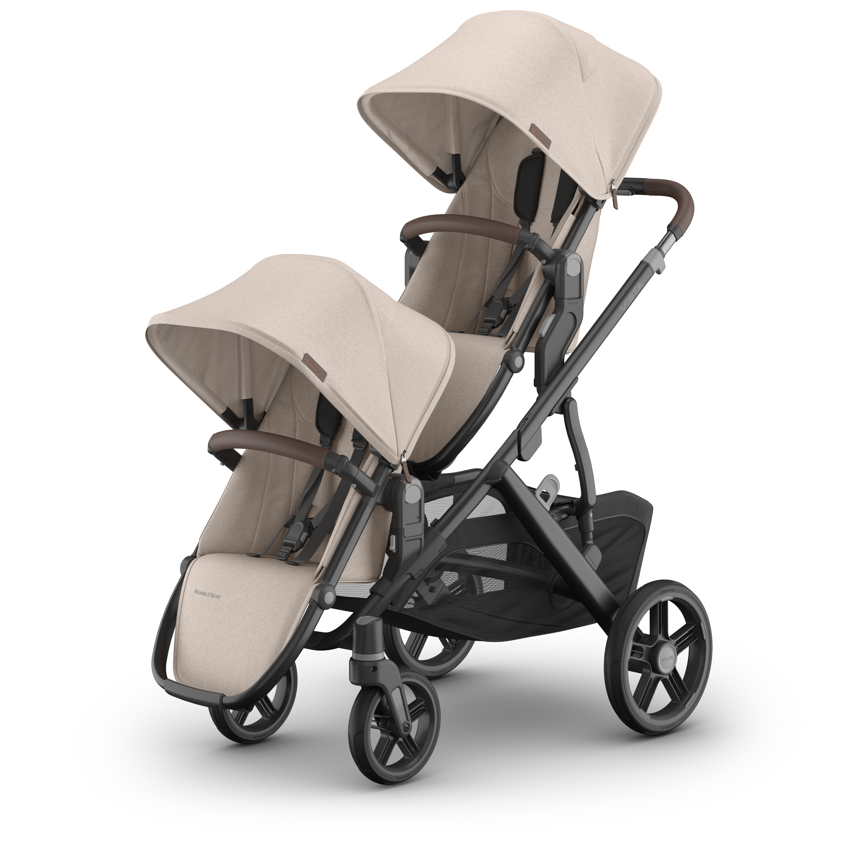 UPPAbaby RumbleSeat V3 Ada Sandstone Mélange Carbon Frame Chestnut Leather