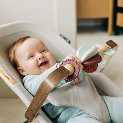 UPPAbaby Mira 3in1 Bouncer Townsend Beige Soft Knit Grey Frame Walnut Wood