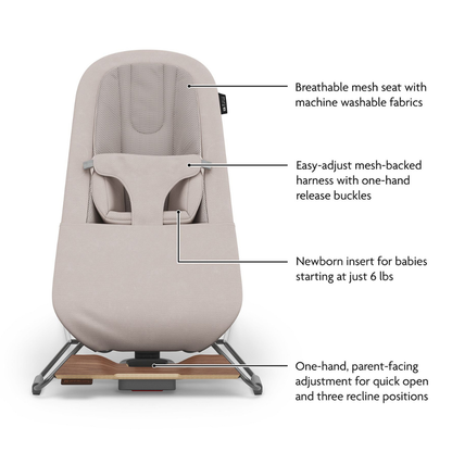 UPPAbaby Mira 3in1 Bouncer Mason Black Soft Knit Black Frame Walnut Wood