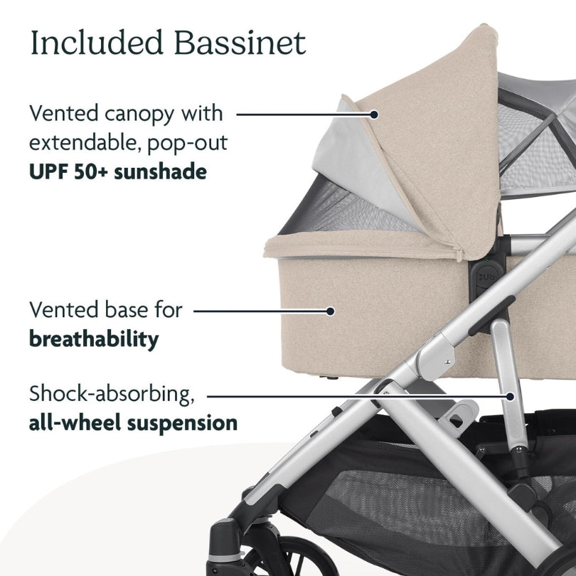 UPPAbaby Vista V2 Stroller Alice Dusty Pink Silver Frame Saddle Leather