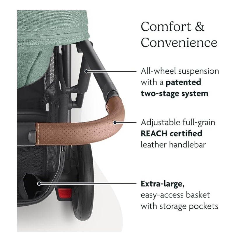 UPPAbaby Cruz V2 Stroller Jake Charcoal Carbon Frame Black Leather