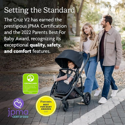 UPPAbaby Cruz V2 Stroller Jake Charcoal Carbon Frame Black Leather