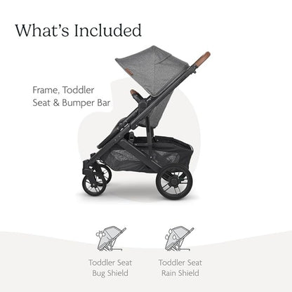 UPPAbaby Cruz V2 Stroller Greyson Charcoal Mélange Carbon Frame Saddle Leather