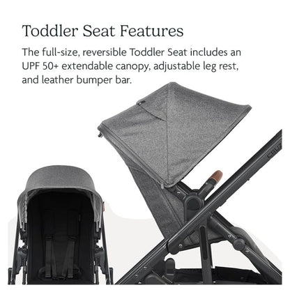 UPPAbaby Cruz V2 Stroller Greyson Charcoal Mélange Carbon Frame Saddle Leather