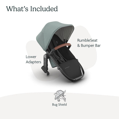 UPPAbaby Rumbleseat V3 Green MélangeCarbon Frame Saddle Leather